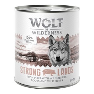 12x800g 11 + 1 ingyen! Wolf of Wilderness nedves kutyatáp - Strong Lands sertés