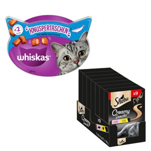 2x180 g Whiskas Temptations+9x12g Sheba Creamy Snack 15% kedvezménnyel