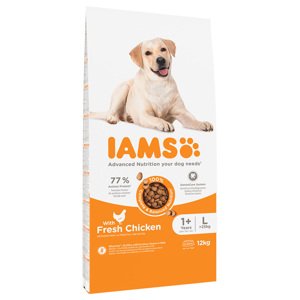 12kg IAMS for Vitality Adult Large csirke száraz kutyatáp 10+2 ingyen akcióban