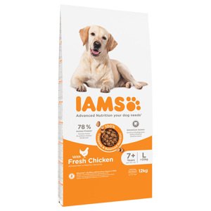 12kg IAMS for Vitality Senior & Mature Large csirke száraz kutyatáp 10+2 ingyen akcióban