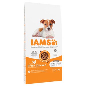 12kg IAMS for Vitality Puppy & Junior Small / Medium csirke száraz kutyatáp 10+2 ingyen akcióban