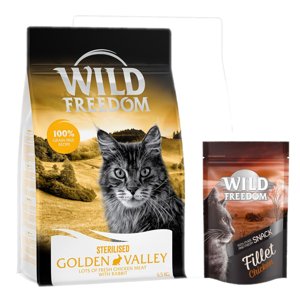 6,5kg Wild Freedom Adult "Golden Valley" Sterilised nyúl száraz macskatáp+100g Wild Freedom Filet csirke macskasnack ingyen