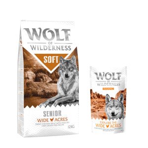 12 kg Wolf of Wilderness száraz kutyatáp + “Explore the Wide Acres” csirke 100 g kutyasnack ingyen! - Senior "Soft - Wide Acres" - csirke