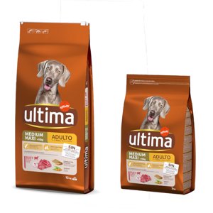 15kg Ultima Medium/Maxi Adult marha száraz kutyatáp 15% árengedménnyel