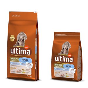 15kg Ultima Medium/Maxi Junior csirke száraz kutyatáp 15% árengedménnyel