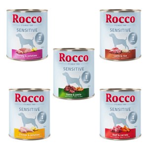 6x800g Rocco nedves kutyatáp vegyes próbacsomagban- Sensitive mix: csirke, bárány, vad & pulyka