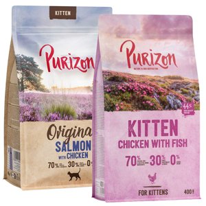 2x400g Purizon száraz macskatáp vegyes próbacsomagban- Kitten csirke & hal + Kitten lazav & csirke