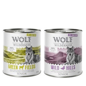 6x800g Wolf of Wilderness Senior Free-Range Meat mix: kacsa & borjú, bárány & csirke nedves kutyatáp