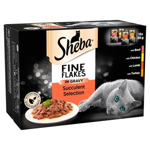96x85g Sheba variációk tasakos nedves macskatáp- Fine Flakes szaftos válogatás szószban