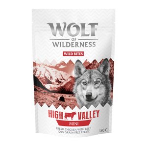 180g Wolf of Wilderness Wild Bites kutyasnack - Új: MINI High Valley - marha & csirke (kis kockák)