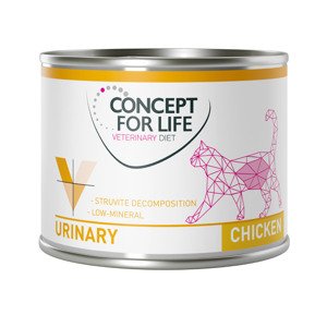 6 x 200 g Concept for Life Veterinary Diet Urinary Chicken nedves eledel felnőtt macskáknak