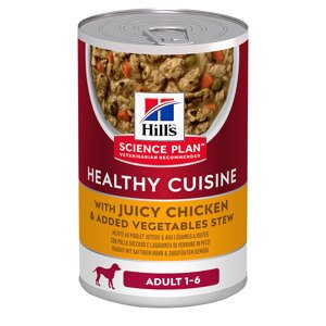 12x354g Hill's Science Plan Adult 1-6 Healthy Cuisine Stews csirke & zöldség nedves kutyatáp