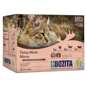 12x85g Bozita falatok húsmenü aszpikban (3 változat) nedves macskatáp