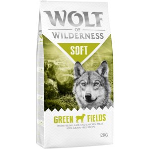 12 kg Wolf of Wilderness rendkívüli árengedménnyel- Green Fields - bárány (Soft & Strong)