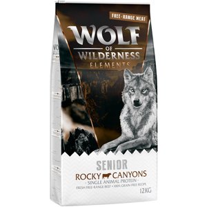 12kg Wolf of Wilderness száraz kutyatáp rendkívüli árengedménnyel - SENIOR "Rocky Canyons" - szabadtartású marha, gabonamentes
