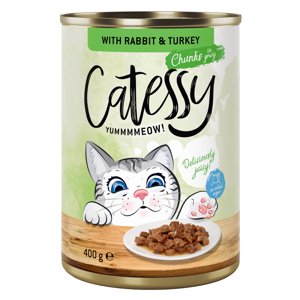 12x400g Catessy falatok nyúl & pulyka szószban nedves macskatáp 15% árengedménnyel