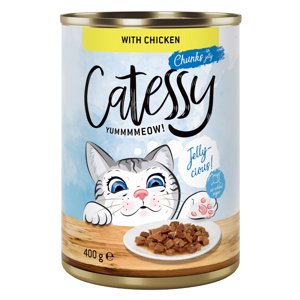 12x400g Catessy falatok csirke aszpikban nedves macskatáp 10% árengedménnyel