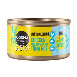 6x85g Cosma Asia nyári kiadás: csiirke, tonhal & tonhalikra nedves macskatáp