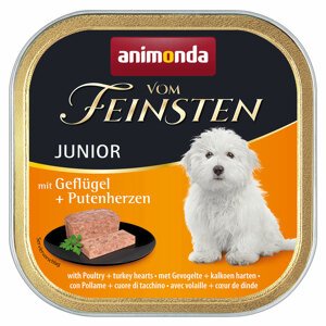 48x150g Animonda vom Feinsten Junior szárnyas & pulykaszív nedves kutyatáp 40+8 ingyen akcióban