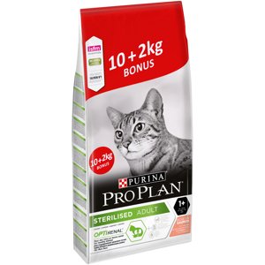 12kg Purina Pro Plan Sterilised Adult lazac száraz macskatáp 10+2kg ingyen