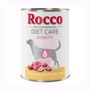 12x400g Rocco Diet Care Diabetic csirke, marha & rizs nedves kutyatáp