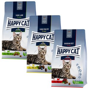 3x1,3kg Happy Cat Culinary Adult száraz macskatáp vegyes csomag-marha, szárnyas & bárány