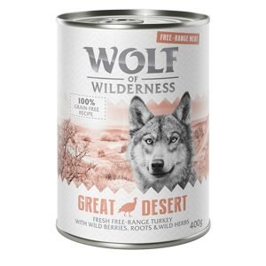 6x400g Wolf of Wilderness Free-Range Meat Great Desert szabad tartású pulyka nedves kutyatáp