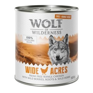 6x800g Wolf of Wilderness Free-Range Meat Wide Acres szabad tartású csirke nedves kutyatáp