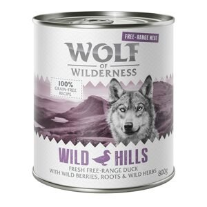 6x800g Wolf of Wilderness Free-Range Meat Wild Hills szabad tartású kacsa nedves kutyatáp