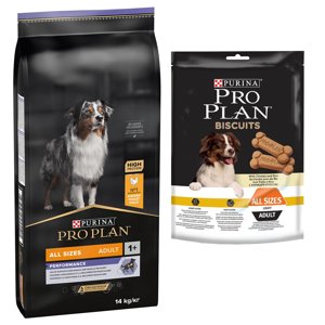 14kg PURINA PRO PLAN All Size Adult Performance OPTIPOWER kutyatáp+400g Biscuits Light snack ingyen