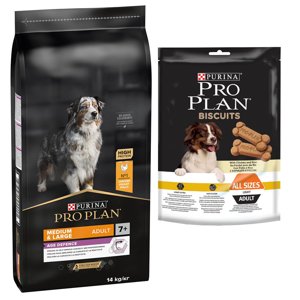 14kg PURINA PRO PLAN Medium & Large Adult 7+ Age Defence kutyatáp+400g Biscuits Light snack ingyen