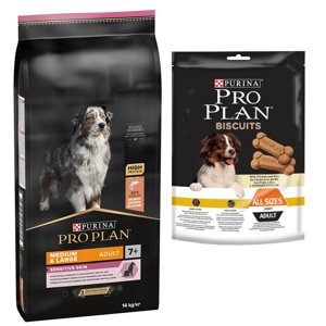 14kg PURINA PRO PLAN  Medium/Large Adult 7+ Sensitive Skin kutyatáp+400g Biscuits Light snack ingyen