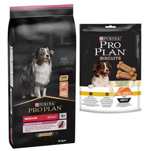 14kg PURINA PRO PLAN Medium Adult Sensitive Skin kutyatáp+400g Biscuits Light snack ingyen