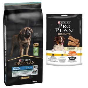 14kg PURINA PRO PLAN Large Adult Robust Sensitive Digestion kutyatáp+400g Biscuits Light snack ingyen