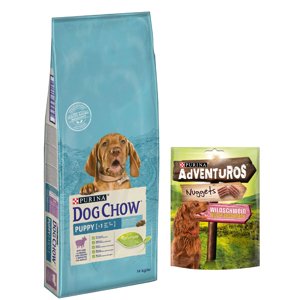 14kg Purina Dog Chow Puppy bárány & rizs száraz kutyatáp + 300g ADVENTUROS Nuggets snack ingyen!