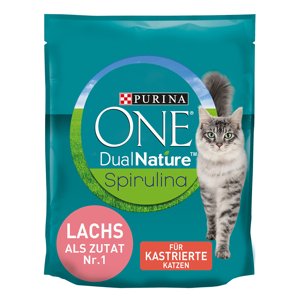 2x1,4kg Purina ONE Dual Nature Sterilized lazac & pirulina száraz macskatáp