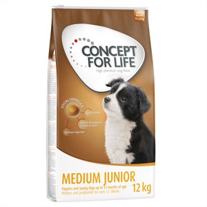 12kg Concept for Life Medium Junior száraz kutyatáp 10+2 ingyen akcióban