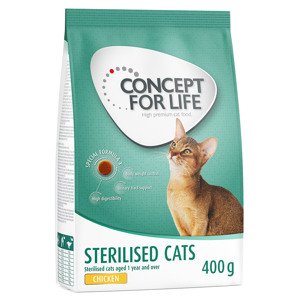 400g Concept for Life Sterilised Cats csirke száraz macskatáp 25% kedvezménnyel