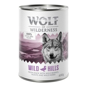 6x400g Wolf of Wilderness Adult Wild Hills - kacsa nedves kutyatáp 13% kedvezménnyel!