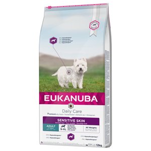 12kg Eukanuba Adult Sensitive Skin száraz kutyatáp 10% kedvezménnyel