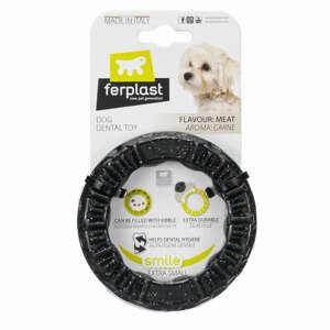 Ferplast Smile rágógyűrű kutyajáték, fekete, Ø 8,5 x M 1,7 cm
