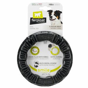 Ferplast Smile rágógyűrű kutyajáték, fekete, Ø 16 x M 3,2 cm