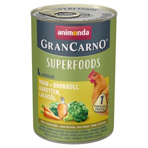 6x400g Animonda GranCarno Junior Superfoods Csirke + brokkoli, sárgarépa, lazacolaj nedves kutyatáp
