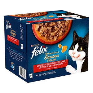 24x85g Felix Sensations szószos falatok húsválogatás nedves macskatáp 10% kedvezménnyel