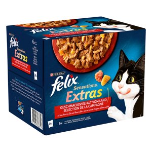 24x85g Felix Sensations Extra szárazföldről nedves macskatáp 10% kedvezménnyel