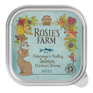 Dupla zooPont: 16 x 100 g Rosie's Farm Adult lazac, csirke & garnéla nedves macskatáp