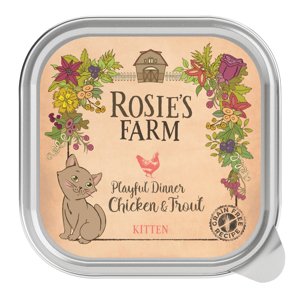 Dupla zooPont: 16 x 100 g Rosie's Farm Kitten csirke & pisztráng nedves macskatáp