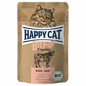 12x85g Happy Cat Bio Pouch bio marha nedves macskaeledel