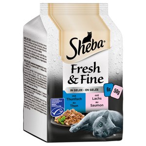 6x50g Sheba Fresh & Fine tonhal & lazac aszpikban nedves macskatáp 15% kedvezménnyel