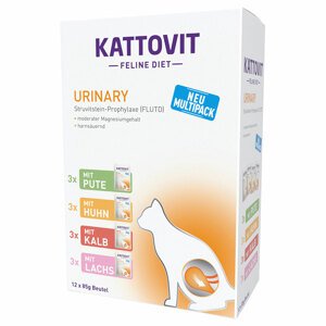 12x85g Kattovit Urinary tasakos nedves macskatáp-Mix (4 változattal)
